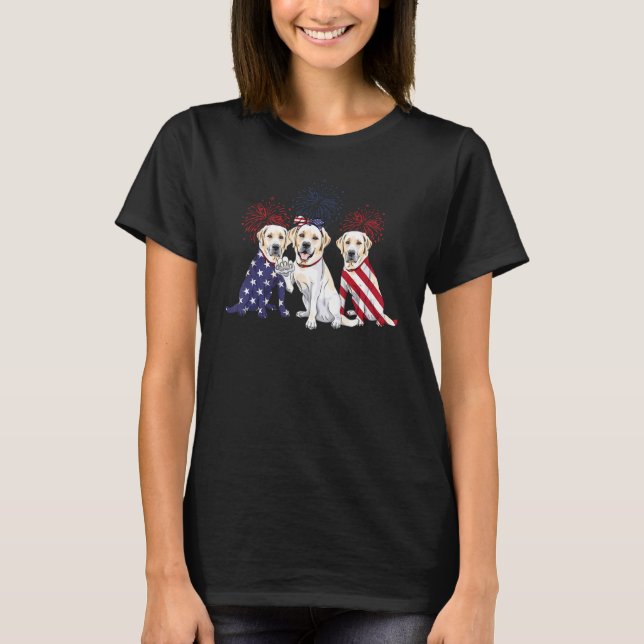 Labrador Retriever US Flag 4th Of July Independenc T-Shirt (Front)