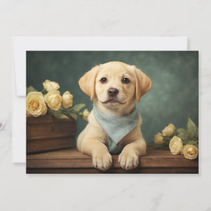 Labrador Retriever Vintage Cute Puppy Dog Portrait Holiday Card