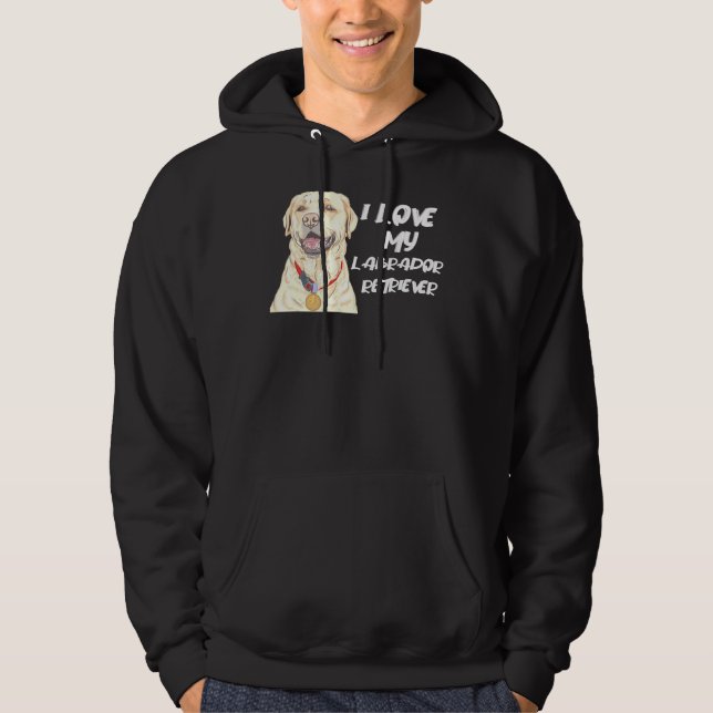 Labrador Retriever Wearing A Golden Medal I Love M Hoodie (Front)