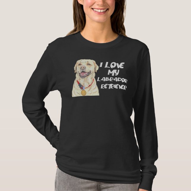 Labrador Retriever Wearing A Golden Medal I Love M T-Shirt (Front)
