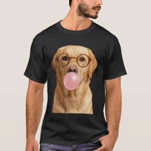 Labrador Retriever Wearing Glasses Blowing Bubble T-Shirt