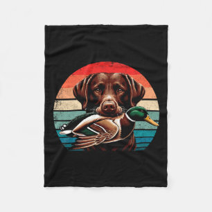 Labrador Retriever With Mallard Duck Hunting  Fleece Blanket
