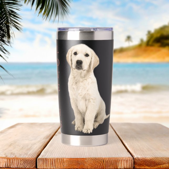 Labrador Retriever Women Men White Lab Mum Dad Dog Insulated Tumbler (Beach (Rotated))