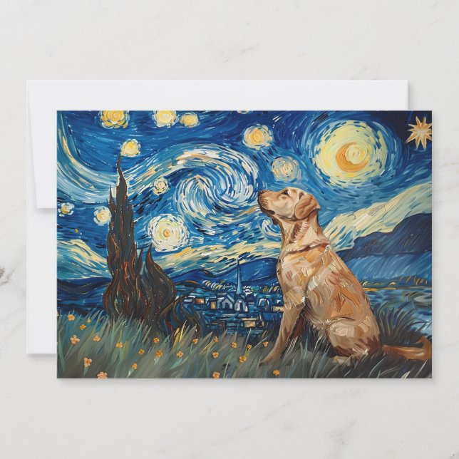 Labrador Retriever Yellow Lab Dog Starry Night Invitation (Front)