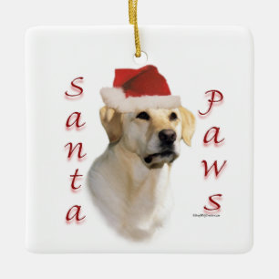 Labrador Retriever (yellow) Santa Paws Ceramic Ornament