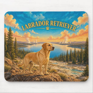 Labrador Retriever, Yellowstone Lake Vintage Water Mouse Pad