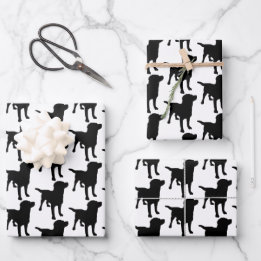 Labrador Retrievers Black Dog Pattern Wrapping Paper Sheet