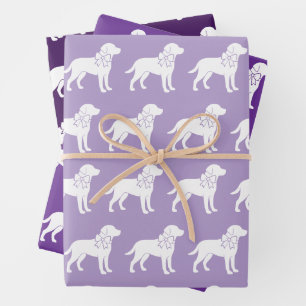 Labrador Retrievers Dog Gift Bow Pattern Wrapping Paper Sheet