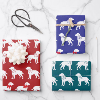 Labrador Retrievers Dog Gift Bow Pattern Wrapping Paper Sheet