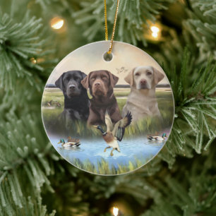 Labrador Retrievers, (Hunting dogs) Ceramic Tree Decoration