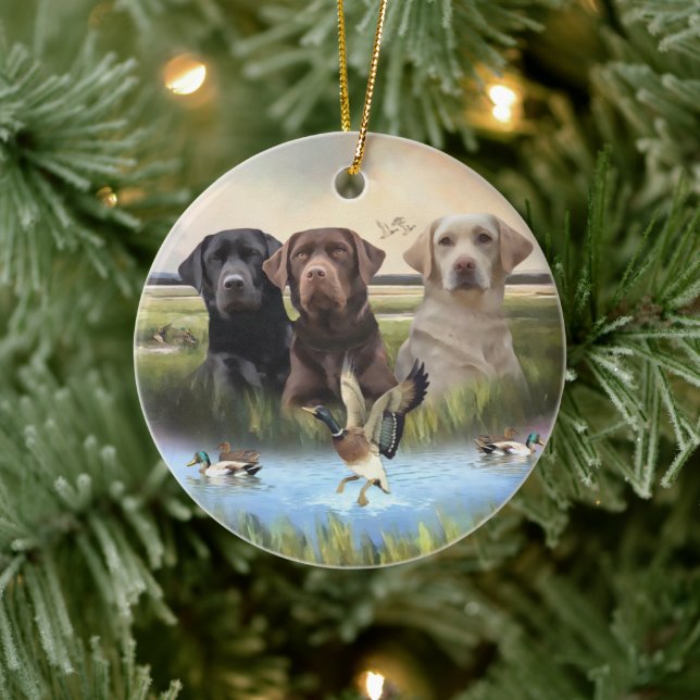 Labrador Retrievers, (Hunting dogs)  Ceramic Tree Decoration (Tree)