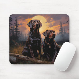 Labrador retrievers on a moonlit night mouse pad