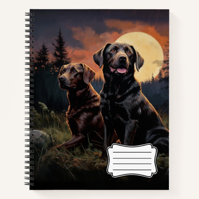 Labrador retrievers on a moonlit night  notebook (Front)