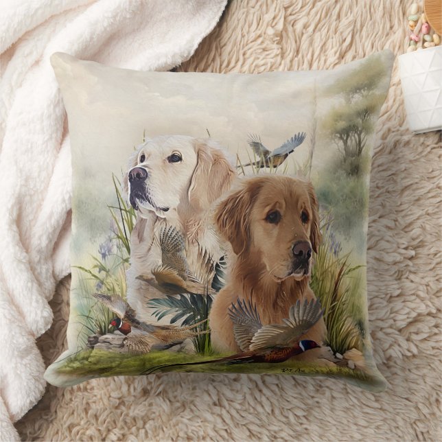 Labrador Retrievers with Pheasant ,Art  Cushion (Blanket)