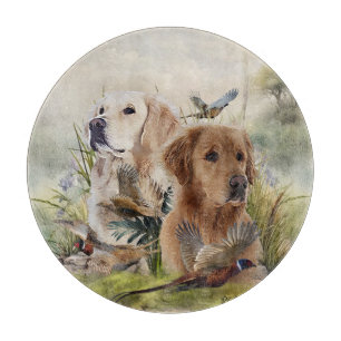 Labrador Retrievers with Pheasant ,Art Cutting Board