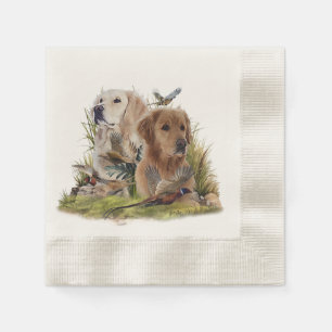 Labrador Retrievers with Pheasant ,Art Napkin