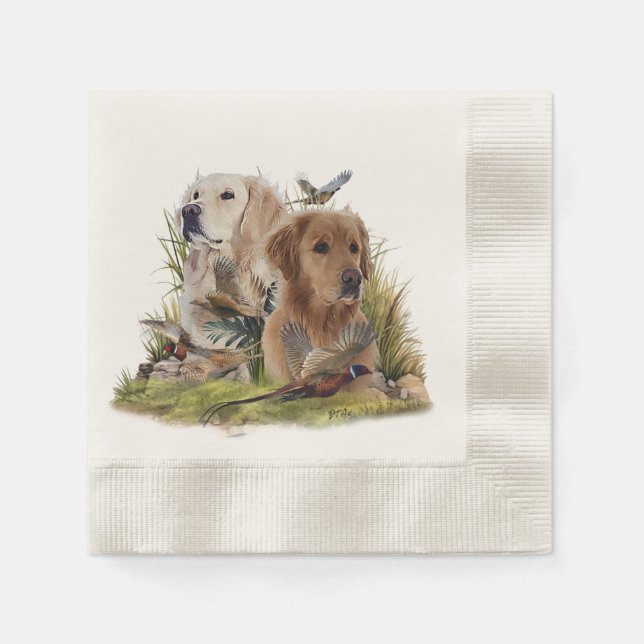 Labrador Retrievers with Pheasant ,Art  Napkin (Front)