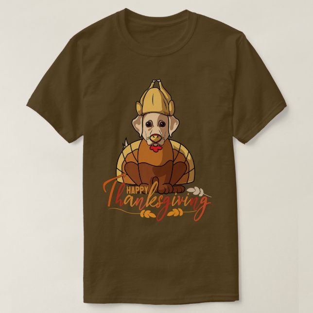 Labrador Retriver Dog Greets Happy Thanksgiving Tu T-Shirt (Design Front)