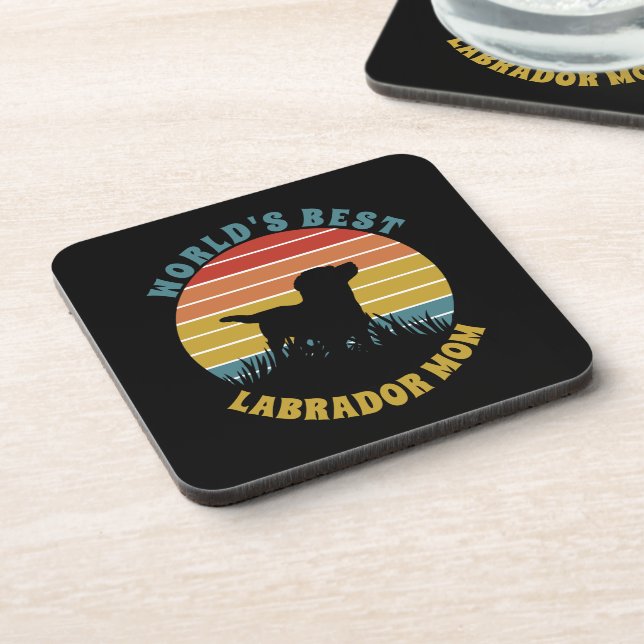 Labrador Retro Sunset Personalised Coaster (Left Side)