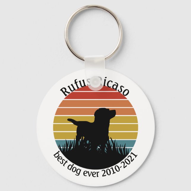 Labrador Retro Sunset Personalised Key Ring (Front)
