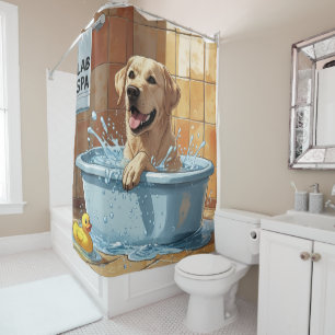 Labrador Sloppy Sleepy Cute Funny  Shower Curtain