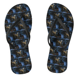 Labrador Snowy Sleigh Christmas Decor Jandals