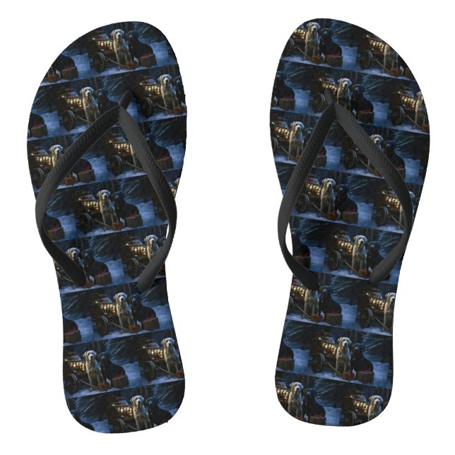 Labrador Snowy Sleigh Christmas Decor  Jandals (Footbed)