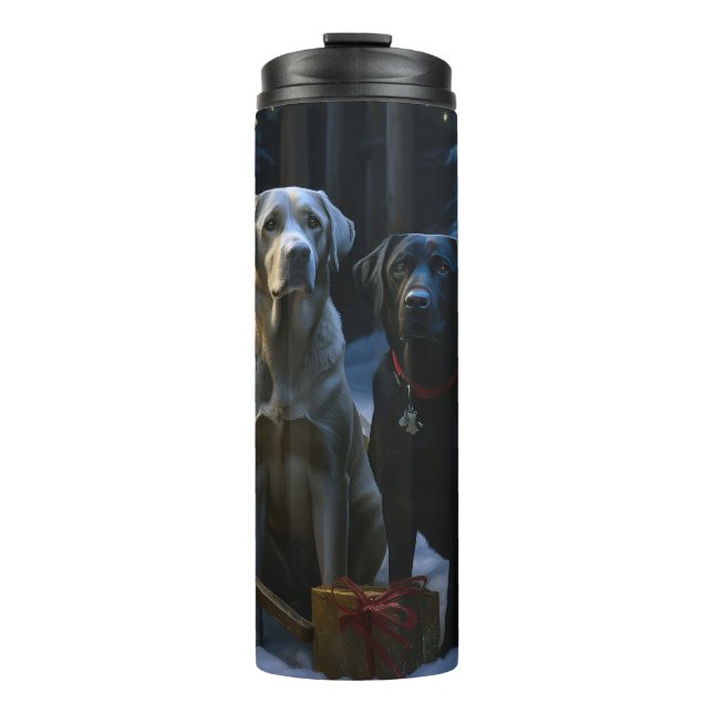 Labrador Snowy Sleigh Christmas Decor  Thermal Tumbler (Front)