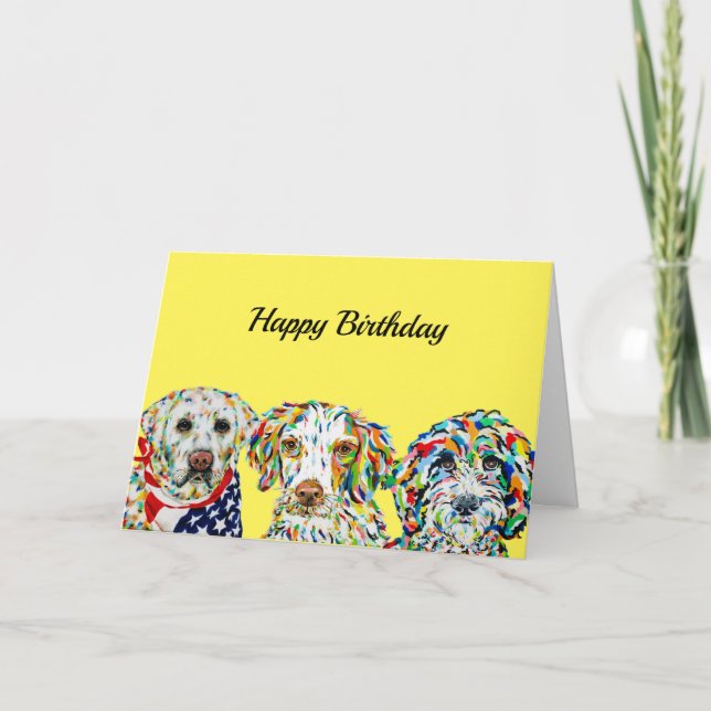 Labrador Spaniel Sheepadoodle Birthday Card (Front)