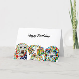 Labrador Spaniel Sheepadoodle Birthday Card
