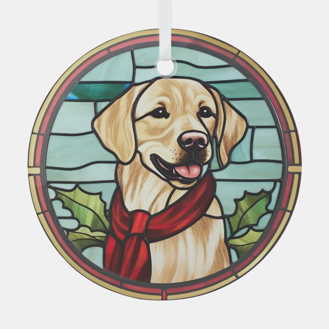 Labrador Stained Glass Christmas Glass Tree Decoration (Front)