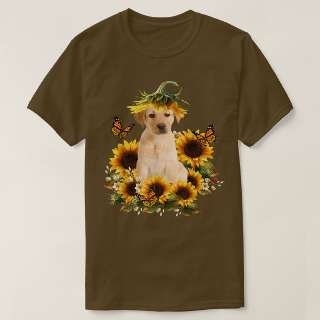 Labrador Sunflower Butterfly Cute Dog Lover Gifts  T-Shirt (Design Front)