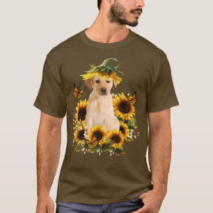 Labrador Sunflower Butterfly Cute Dog Lover Gifts  T-Shirt