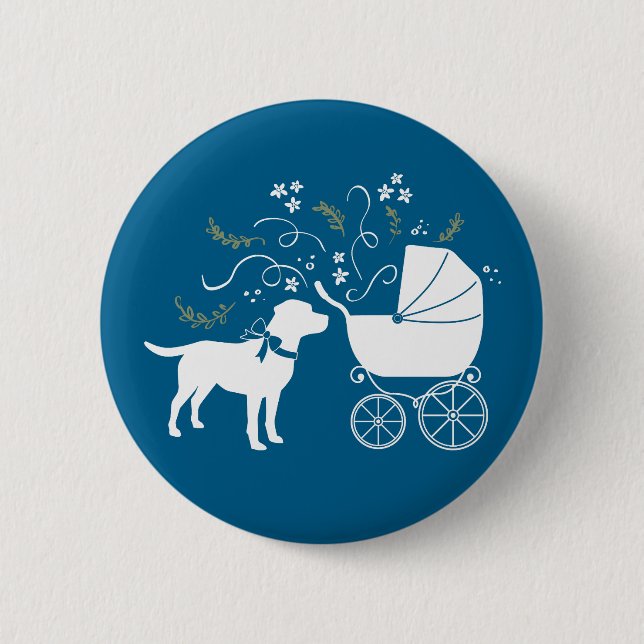 Labrador Theme - Dog Baby Shower Blue Lab 6 Cm Round Badge (Front)