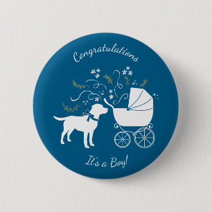 Labrador Theme - Dog Baby Shower Blue Lab 6 Cm Round Badge