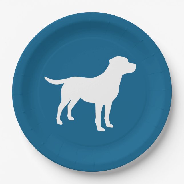 Labrador Theme - Dog Baby Shower Blue Lab Paper Plate (Front)