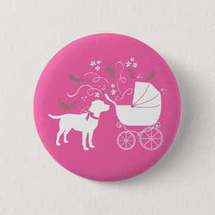 Labrador Theme Dog Baby Shower Pink Lab 6 Cm Round Badge
