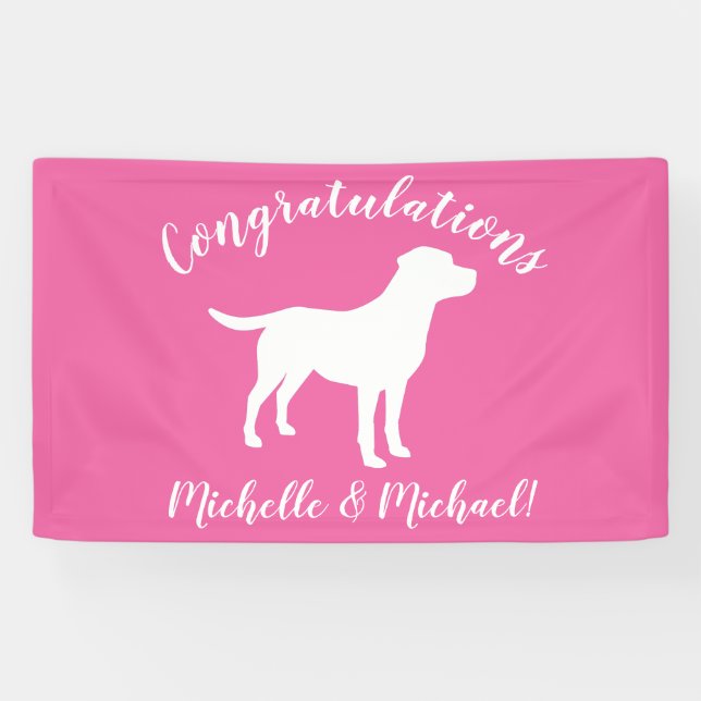 Labrador Theme Dog Baby Shower Pink Lab Banner (Horizontal)