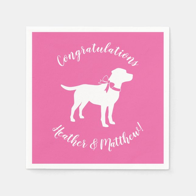 Labrador Theme Dog Baby Shower Pink Lab Napkin (Front)