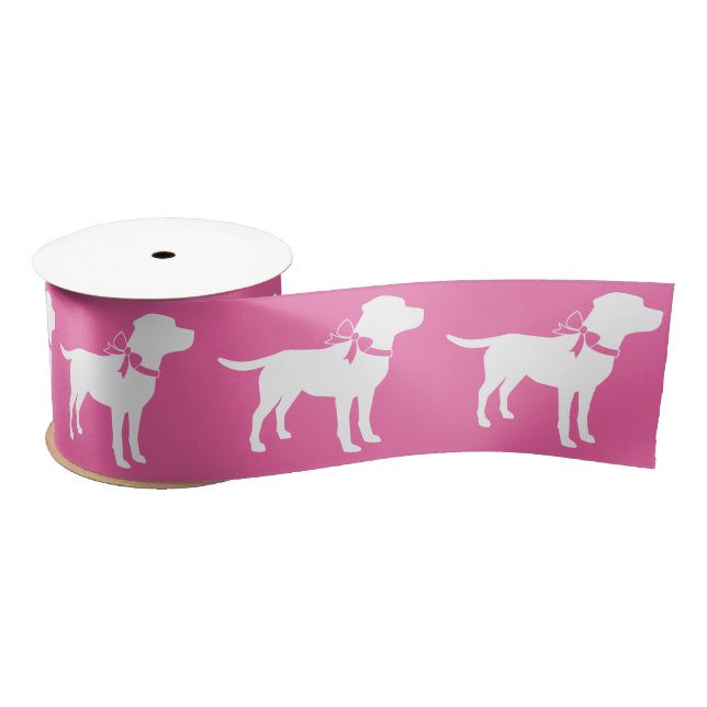 Labrador Theme Dog Baby Shower Pink Lab Satin Ribbon (Spool)