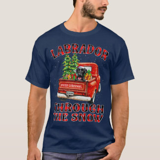 Labrador Through The Snow Christmas Truck Plaid Re T-Shirt