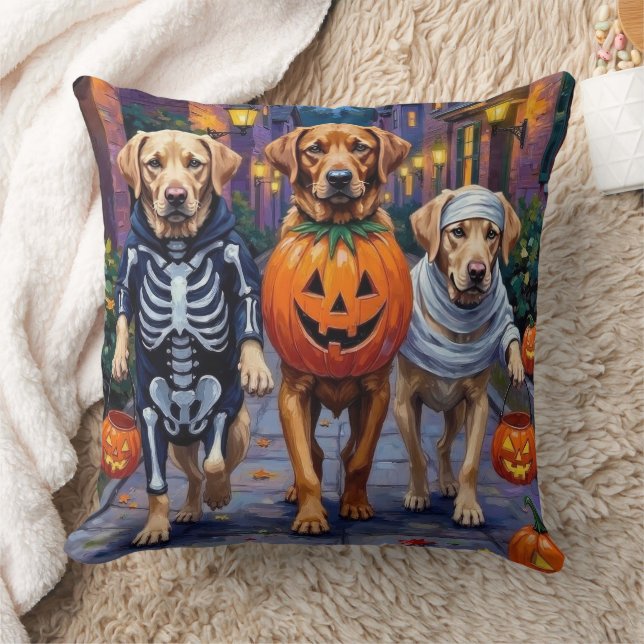 Labrador Trick-or-Treating in Halloween Costumes Cushion (Blanket)