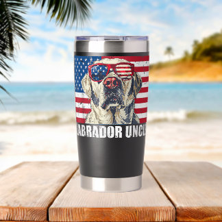 Labrador Uncle Lab US Flag Puppy Dog Lover 4th of  Insulated Tumbler