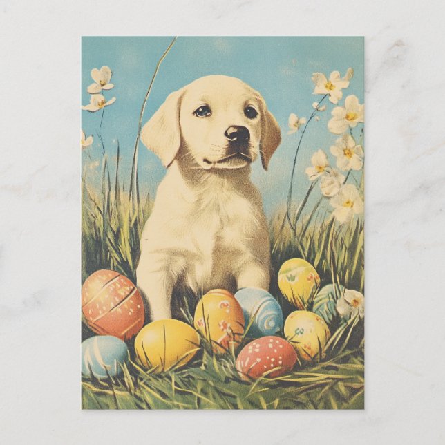 Labrador Vintage Easter Postcard (Front)
