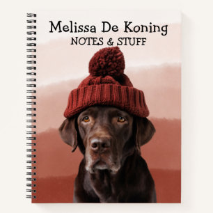 Labrador wearing a woolly hat notebook