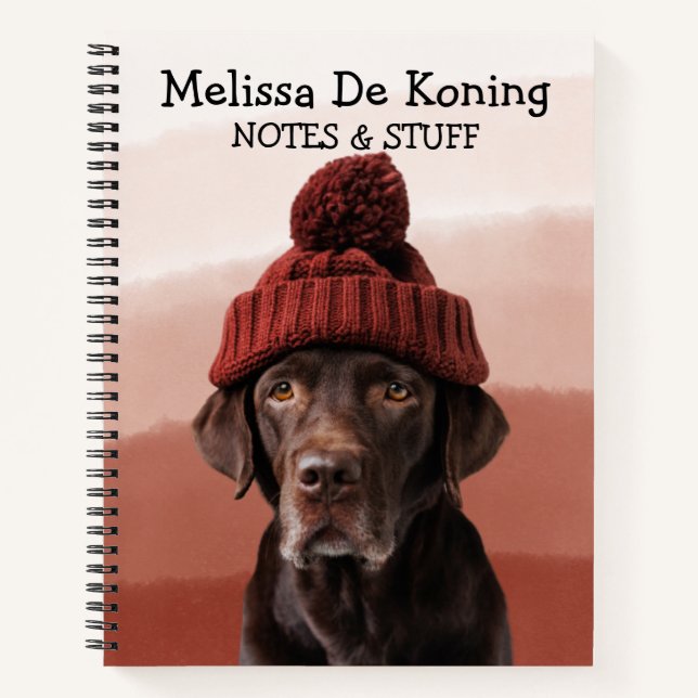 Labrador wearing a woolly hat notebook (Front)