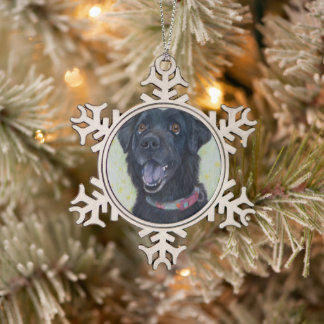 Labrador with collar Customizable Snowflake Pewter Christmas Ornament