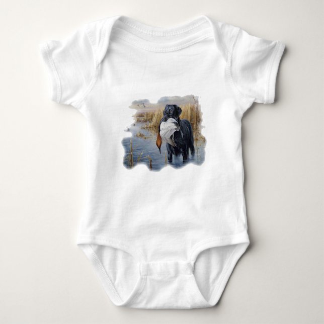 Labrador with Duck- Duck Hunting Baby Bodysuit (Front)