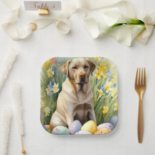 Labrador with Easter Eggs Paper Plate
