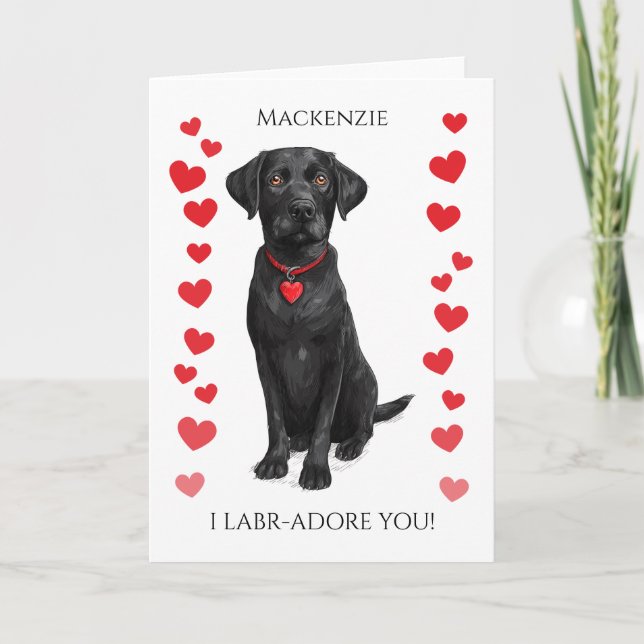  Labrador With Love Heart Adore You Personalized Card (Front)